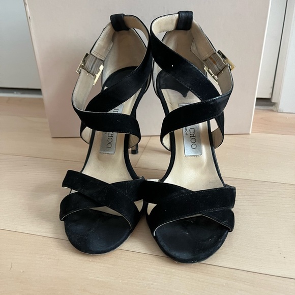 Jimmy Choo Lottie Sandal 100mm Black Suede - Picture 7 of 7